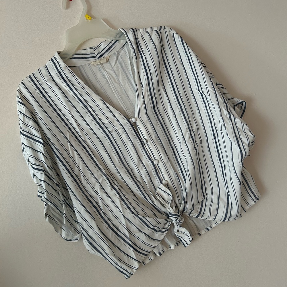 Navy Striped Women's Blouse